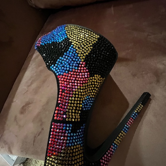 Steve Madden Dyvinal Bright Multicolor Rhinestone Heels Size 7 - Picture 6 of 10